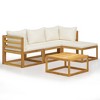 vidaXL 5-Piece Outdoor Patio Lounge Set - Solid Acacia Wood, Modular Design, Comfortable Cushions, Natural Wood & Cream White Color - 2 of 4