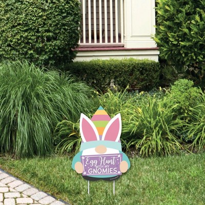 Big Dot of Happiness Easter Gnomes - Outdoor Lawn Sign - Spring Bunny Party Yard Sign - 1 Piece