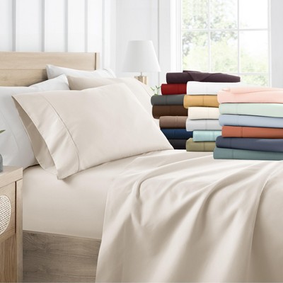 4 Piece Bed Sheet Set Solid Double Brushed Microfiber, Ultra Soft, Easy Care - Becky Cameron