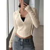 Coolmee Women's Cropped Zip Up Hoodie Lightweight Long Sleeve Rib Knit Slim Crop Jacket Trendy - 2 of 4