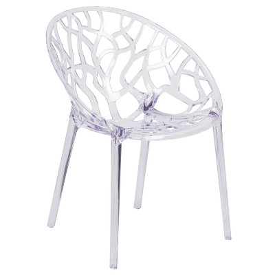 Emma and Oliver Transparent Artistic Oval Shaped Stacking Side Chair