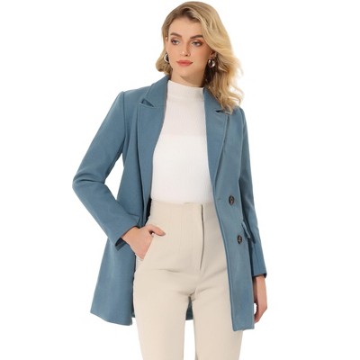 INSPIRE CHIC Women's Notch Lapel Double Breasted Belted Mid Long Outwear Winter Coat