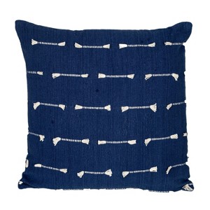HomeRoots 18" Dark Blue Striped Cotton Throw Pillow With Texture - 1 of 4