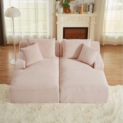 Dolonm 78.8" Double Sofa, Compressed Boneless Sofa Made of Corduroy, Requires No Installation,for Living Rooms Bedrooms