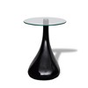vidaXL Coffee Table End Table Living Room Side Table with Round Glass Top - Black Set of 2 - 3 of 4