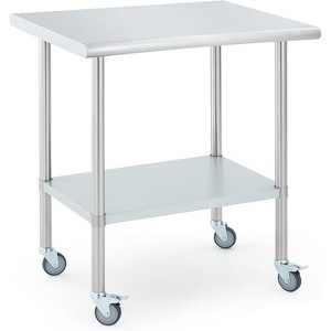 Heavy-Duty Stainless Steel Commercial Work Table - 4 Caster Wheels, Adjustable Undershelf, Durable Prep Station for Kitchen, Restaurant, Outdoor - 1 of 4