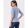 INSPIRE CHIC Women's Elbow Sleeves Boat Slim Fit Casual Stripe Animal Print Multi Floral Pattern T-Shirt - 4 of 4