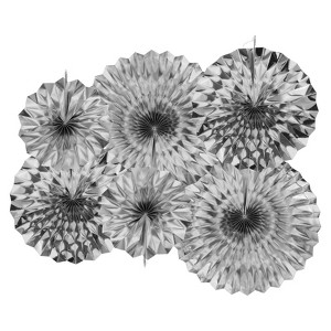 Unique Bargains Pattern Decoration Hanging Paper Fans Party Set 6 Pcs - 1 of 4