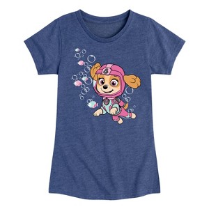 Girls' - Paw Patrol - Skye Ocean Diver with Bubbles Fitted Short Sleeve Graphic T-Shirt - 1 of 4