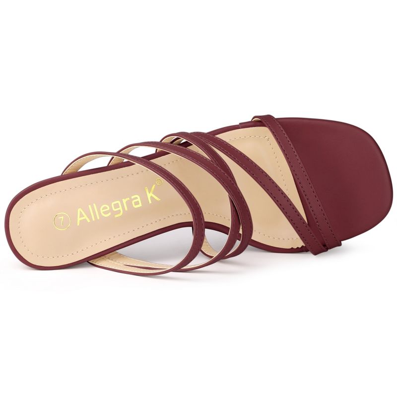 Allegra K Women's Strappy Block Heels Slide Sandals, 4 of 5