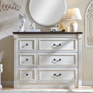 Sincido 6 Drawers Dresser for Bedroom, Farmhouse 48" Wide Dressers w/Roman Column - 1 of 4