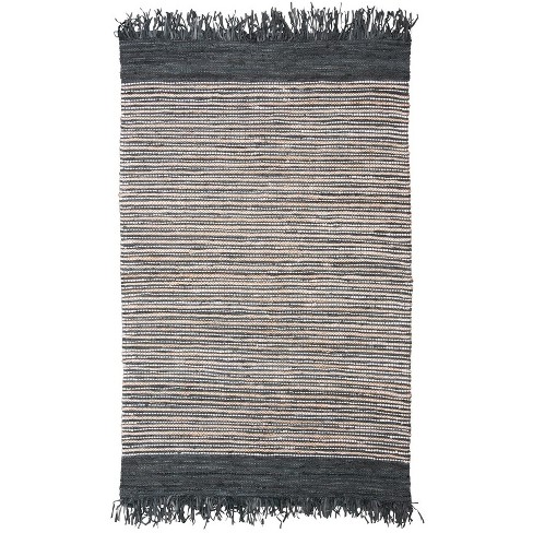 Vintage Leather Vtl373 Hand Woven Indoor Area Rug - Dark Grey/multi - 5 ...