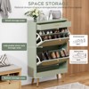 Natural Rattan Shoe Cabinet with 4 Flip Doors and 1 Drawer, Freestanding Shoe Rack Storage Cabinet for Slippers, Sneakers, Heels | Holds 24 Pairs - 3 of 4