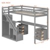 Sapphtopaz Loft Bed with 2 Chest of Drawers & LED Wooden Loft Bed Frame with Guardrails & Stairs for Kids,Teens Desk Bed for Bedroom - 2 of 4