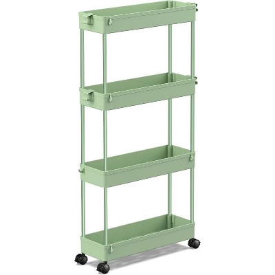MaseiKar Slim Rolling Storage Cart 4 Tier Bathroom Organizer Mobile Shelving Unit Utility Cart Tower Rack for Kitchen Laundry Narrow Places