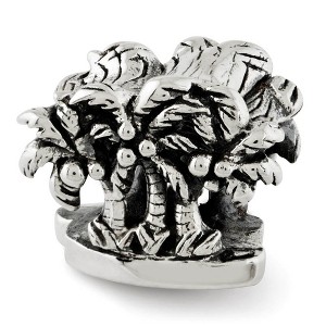 Black Bow Jewelry Double Sided Palm Trees Bead Charm in Antiqued Sterling Silver - 1 of 3