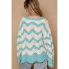 Women's Oversize Round Neck Stripes Solid Pullover Sweater - POL - 4 of 4