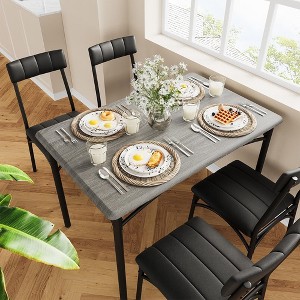 Dining Table Set for 4, 5 Piece Kitchen Table and Chairs for 4 with Upholstered Chairs, Rectangular Dining Room Table Set - 1 of 4