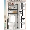 Aoibox 3-Tier Over Toilet Space Saver Metal Freestanding Bathroom Storage Shelf 4 Hooks Black 26x11.8x64 Inch - 4 of 4