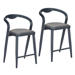 ODK Modern Style Bar Stool Set, 2-Piece High Chairs for Indoor and Outdoor Use, Elegant Low Back Design in Gray-Blue, Ideal for Dining and Leisure - 1 of 4