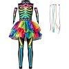 Joyfy Funky Bone Halloween Outfit Set-Colorful Skeleton Costume for Kids, Girls’ Skeleton Dress-Up for Role Play & Parties - 2 of 4