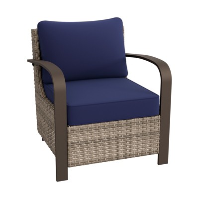 EAGLE PEAK Coastal Vista Patio Chair with Cushions, Outdoor Ratten Wicker Lounge Chair with Deep Seating