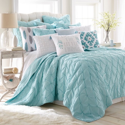 Spa Pintuck Quilt Set - One Twin/Twin XL Quilt and One Standard Sham -  Levtex Home