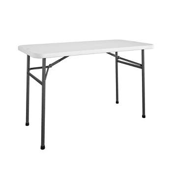 4' Straight Folding Multi-Purpose Utility Table White - Room & Joy