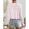 Womens Tie Front Stripe Cardigans Summer Long Sleeve Knit Shrug for Dress Sweaters Crop Tops - 3 of 3
