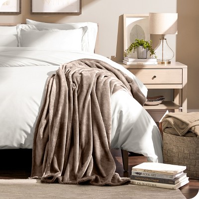 Taupe Greige Microplush Fleece Throw Blanket