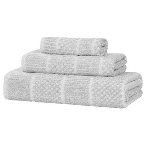 Viscose Cotton Blend Medium Weight Soft Textured Checkered and Ribbed Towel Set by Blue Nile Mills - 1 of 4