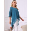 INSPIRE CHIC Women's High Low Hem Scoop Neck Asymmetrical 3/4 Sleeve Summer Top - 2 of 4