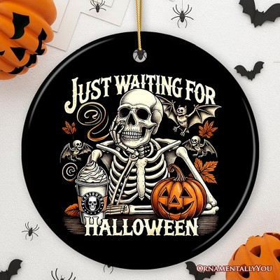 Just Waiting for Halloween Ornament, Spooky Skeleton Gift and Decor for Autumn Season | OrnamentallyYou