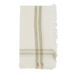 Saro Lifestyle Trendy Fringed Stripe Napkin (Set of 4), Beige, 20"x20" - 1 of 3