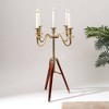 TopComfy Decorative Object Elegant Tripod Candle Holder Gold Polished Aluminum with Wood Detailing for Home decor, Gold, 17"*17"*31" - 3 of 4