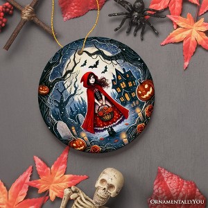 Mysterious Red Riding Hood in the Woods Ornament, Halloween Tree Decor| OrnamentallyYou - 1 of 4