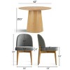 5-Piece Round Dining Table Set, 42'' Oak Pedestal Table with 4 Linen Dining Chairs, Solid Wood Legs, Kitchen or Apartment Furniture-Maison Boucle - 4 of 4
