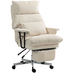 Aghana Digitals Cream White Corduroy Executive Office Chair with 160° Recline, Footrest, Lumbar - 1 of 4