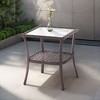 Sonkuki Patio Square PE Rattan with Tempered Glass Side Table Brown - 2 of 4