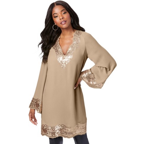 Ellos Women's Plus Size Sweatshirt Tunic With Shirttail Hem