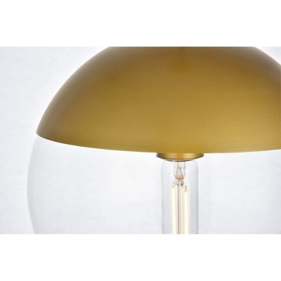 Brass and Clear Glass Adjustable Pendant Light with Black Cord