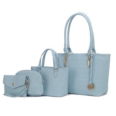 MKF Collection Edelyn Embossed M Signature Vegan Leather Women’s Tote Bag by Mia K – 4 Pcs set