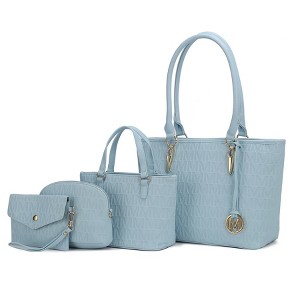 MKF Collection Edelyn Embossed M Signature Vegan Leather Women’s Tote Bag by Mia K – 4 Pcs set - 1 of 4