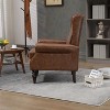 CAVINAS PU Leather Upholstered Accent Chair with Rubber Wood Legs, Modern Armchair with Wide Backrest for Living Room or Bedroom - 3 of 4
