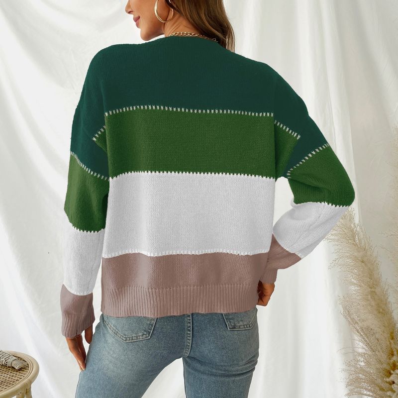 Women's Long Sleeve Colorblock Knit Round Neck Sweater - Cupshe, 5 of 9