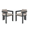 Set Of 2 Aluminum Patio Dining Chairs,Outdoor Patio Chair With Cushioned Seat And Aluminum Frame,Garden Armrests Dining Chair-Coolbibila - 2 of 4
