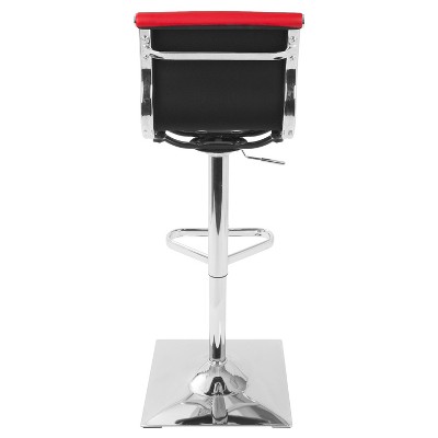 Contemporary Red Faux Leather Adjustable Swivel Barstool 20"