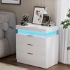 Dexmalle LED Nightstand with 3 Storage Drawers Adjustable Light Mode Remote Control - 2 of 4