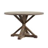 Sierra Round Farmhouse Pedestal Base Wood Dining Table - Inspire Q
