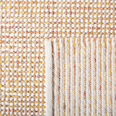 Hand-Knotted Ivory and Gold Wool Rectangular Area Rug, 4' x 6'